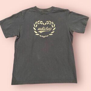 Women's Vintage Style Adidas Tee Navy Blue Size L